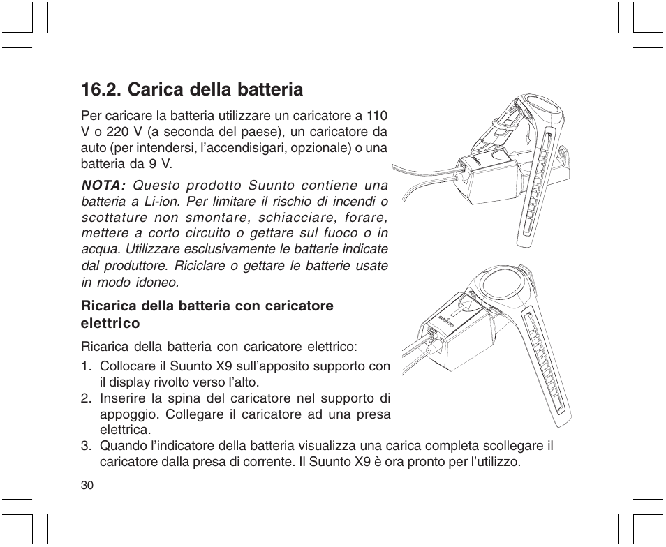 Carica della batteria | SUUNTO X9 User Manual | Page 172 / 286