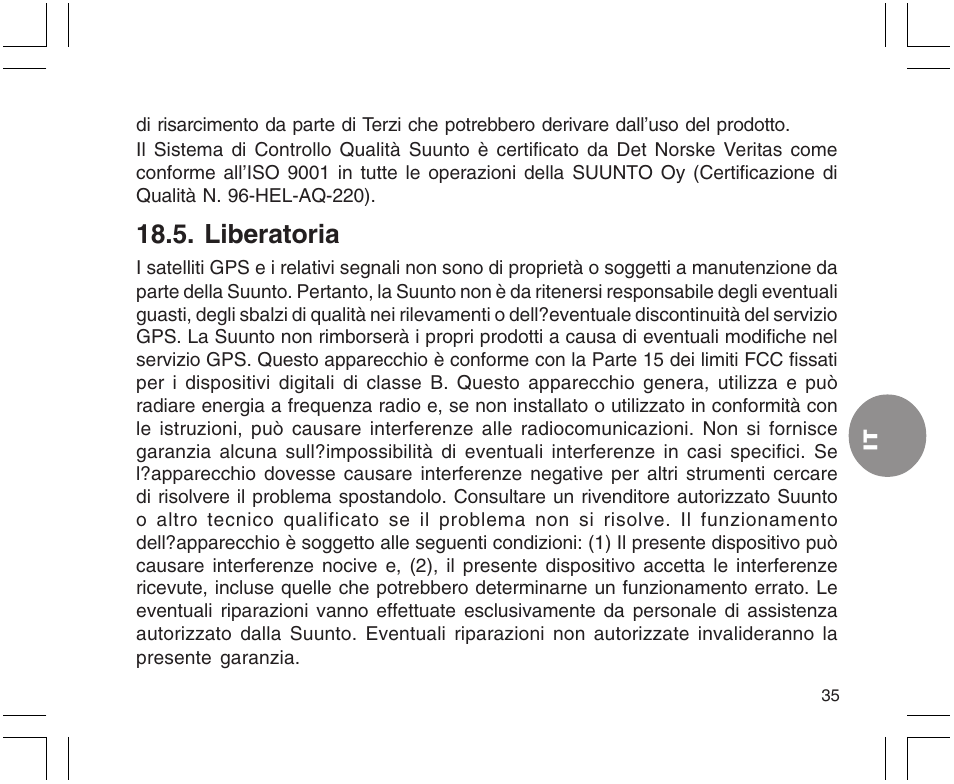 Liberatoria | SUUNTO X9 User Manual | Page 177 / 286