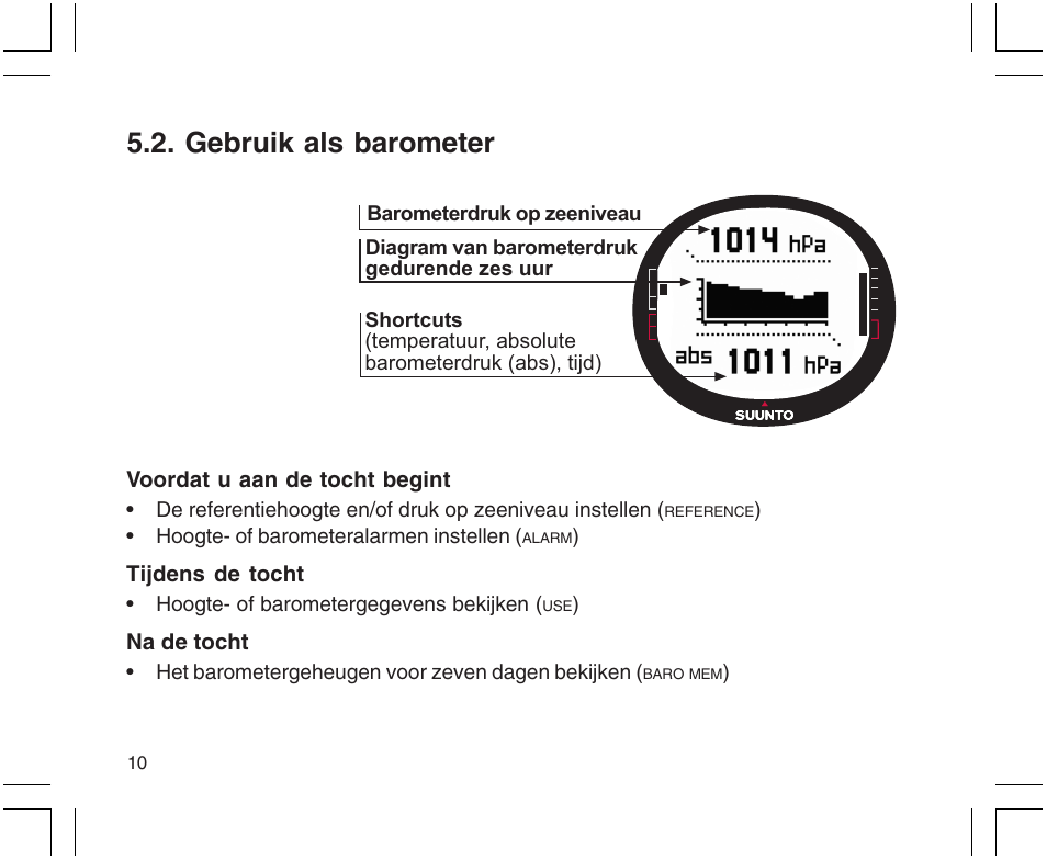 Gebruik als barometer | SUUNTO X9 User Manual | Page 186 / 286