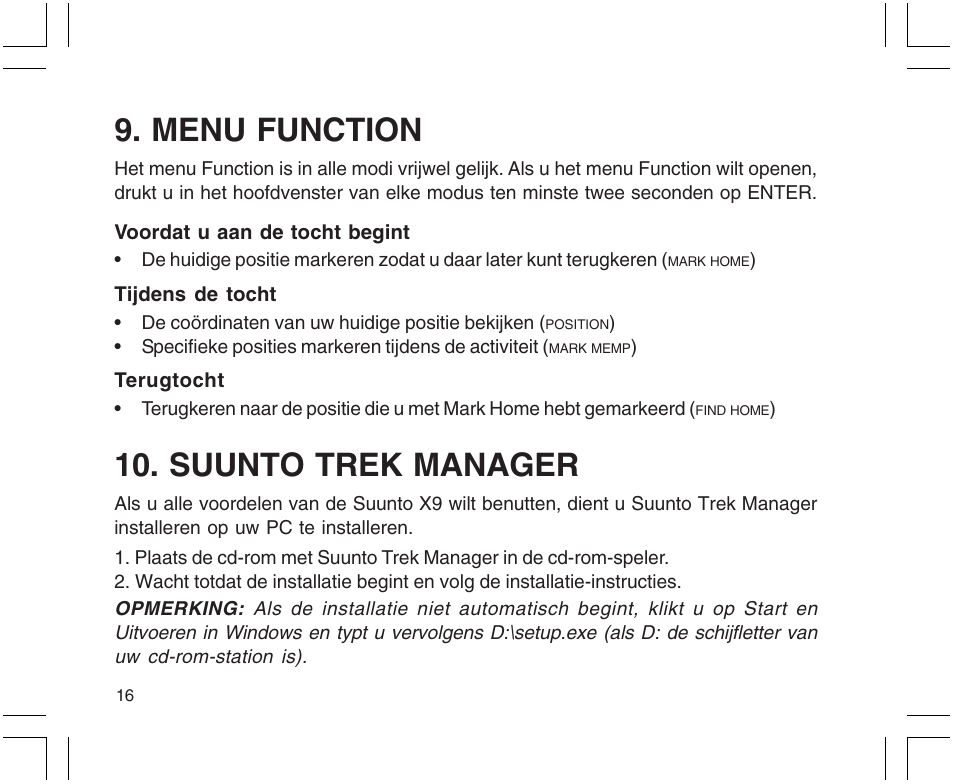 Menu function, Suunto trek manager | SUUNTO X9 User Manual | Page 192 / 286