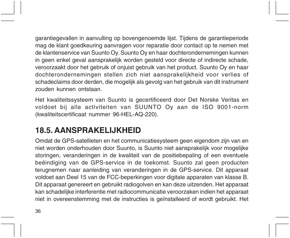 Aansprakelijkheid | SUUNTO X9 User Manual | Page 212 / 286