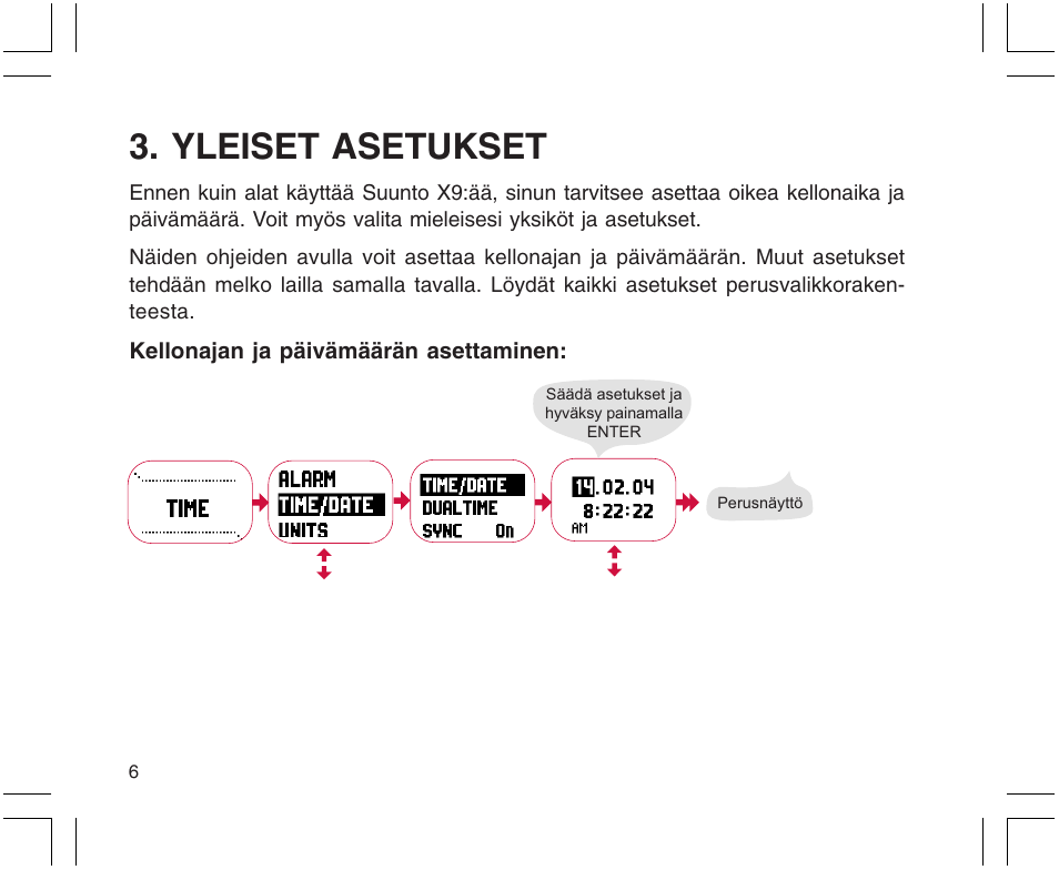 Yleiset asetukset | SUUNTO X9 User Manual | Page 218 / 286