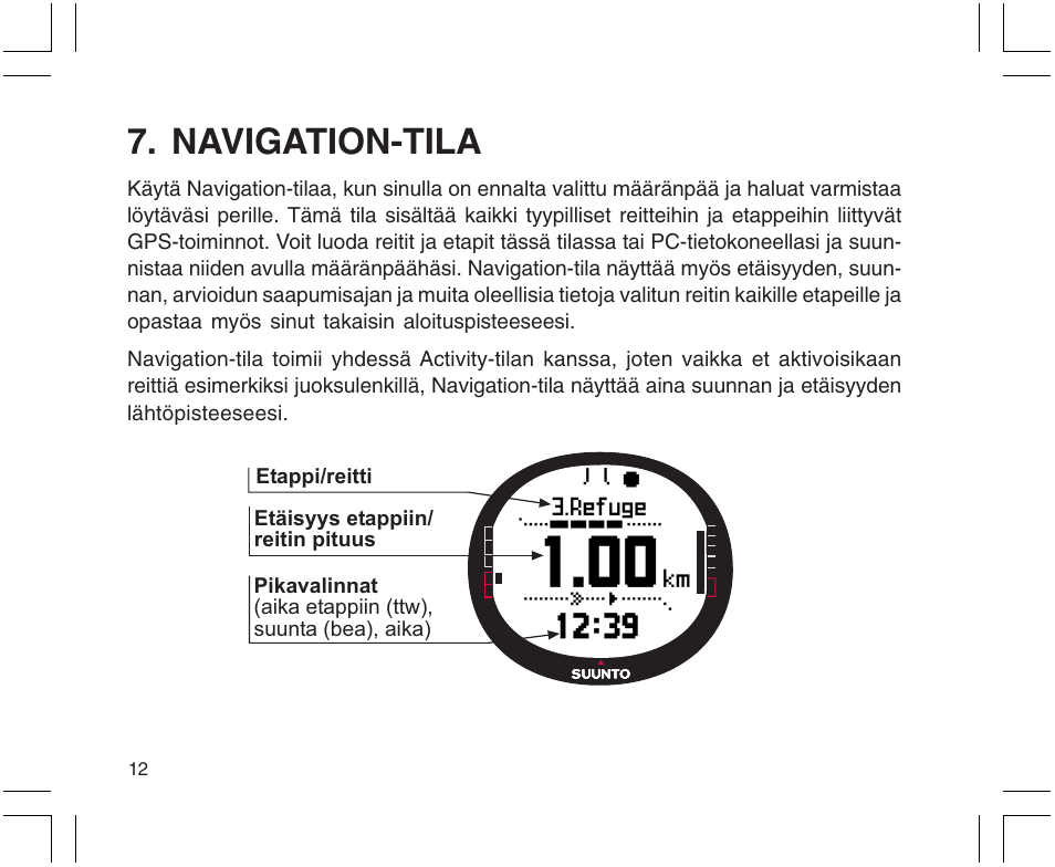 Navigation-tila | SUUNTO X9 User Manual | Page 224 / 286