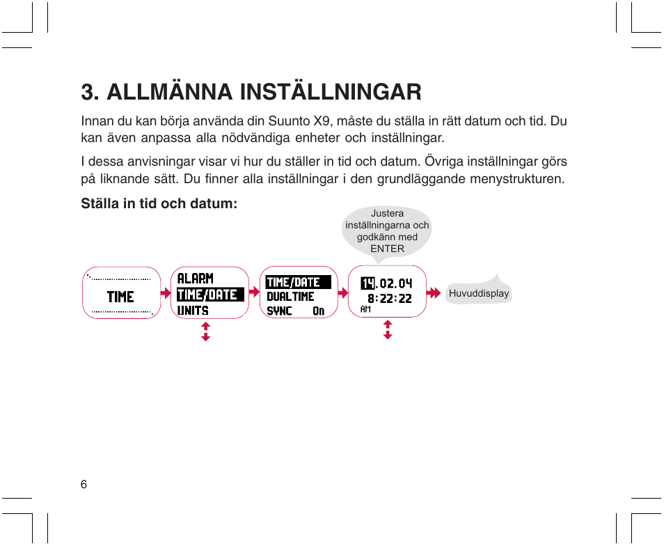 Allmänna inställningar | SUUNTO X9 User Manual | Page 252 / 286