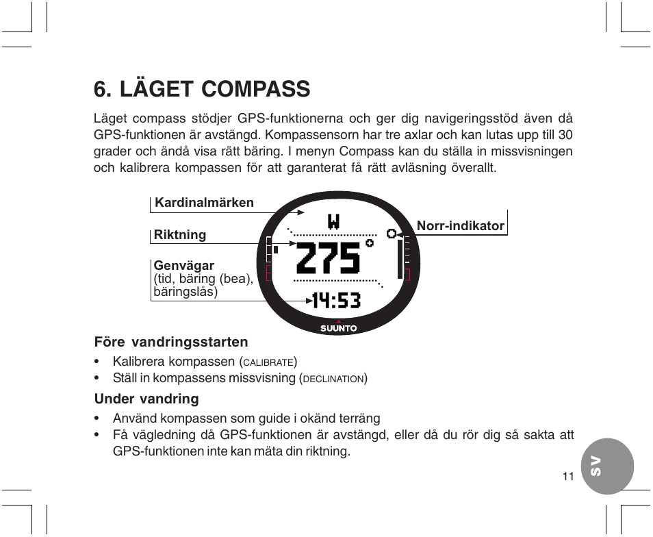 Läget compass | SUUNTO X9 User Manual | Page 257 / 286