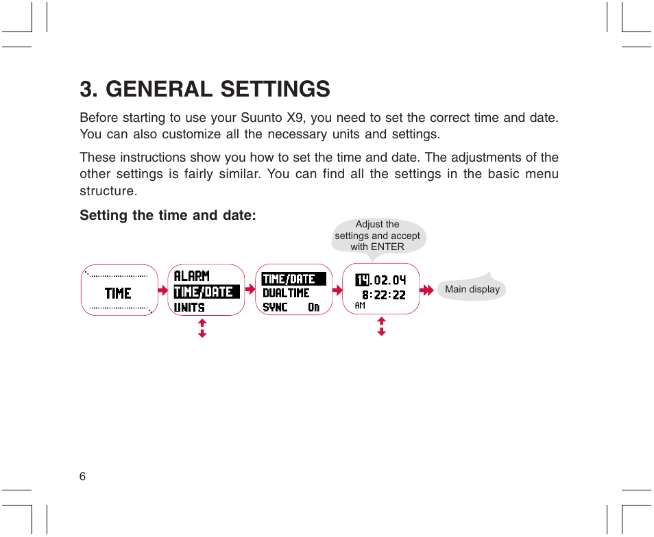 General settings | SUUNTO X9 User Manual | Page 6 / 286