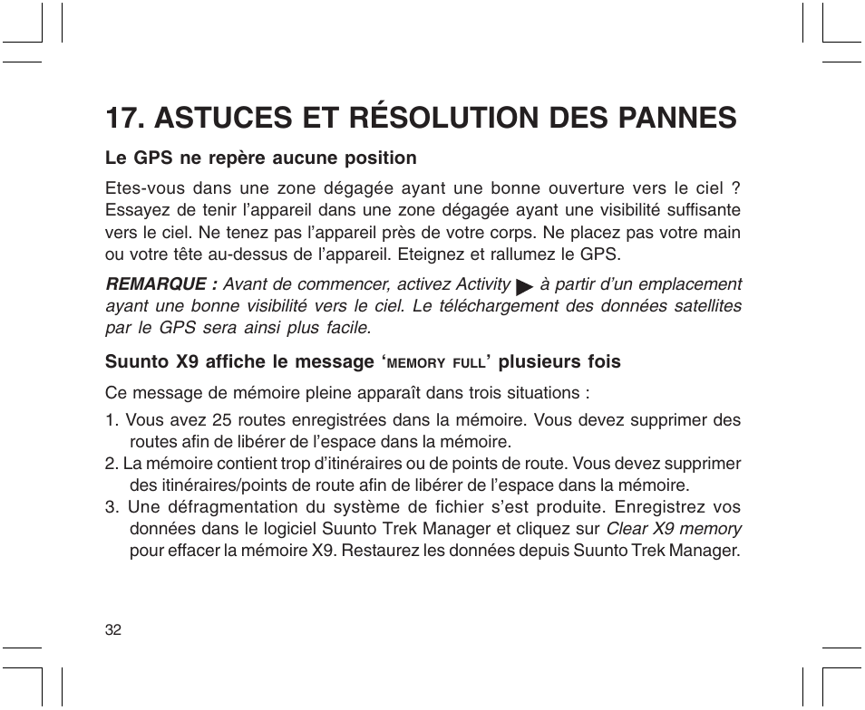 Astuces et résolution des pannes | SUUNTO X9 User Manual | Page 66 / 286