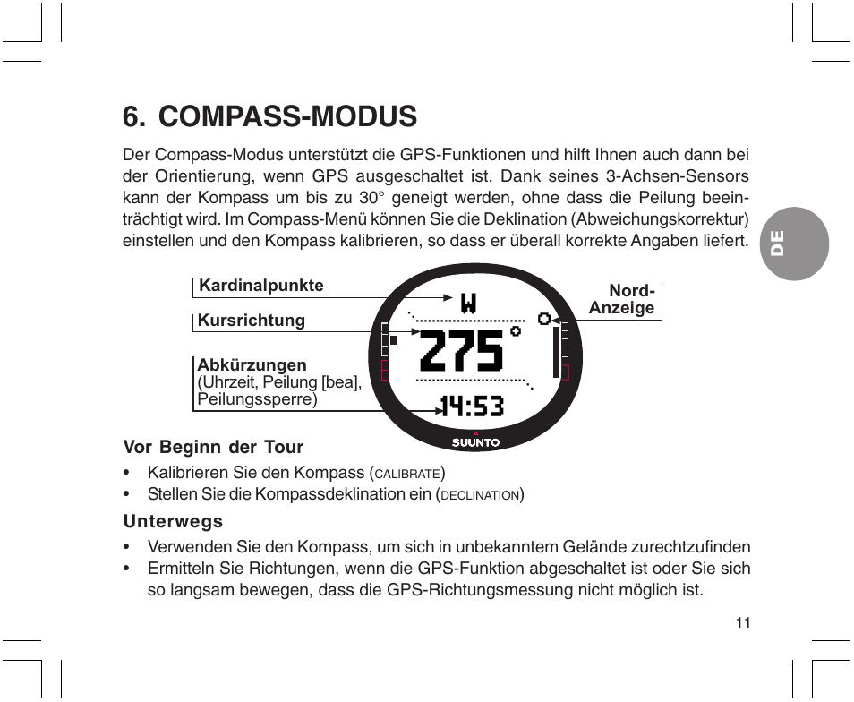 Compass-modus | SUUNTO X9 User Manual | Page 82 / 286