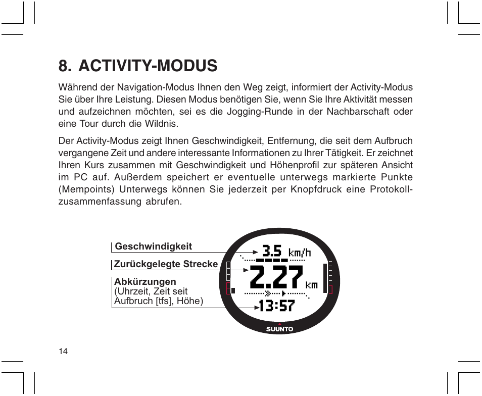 Activity-modus | SUUNTO X9 User Manual | Page 85 / 286