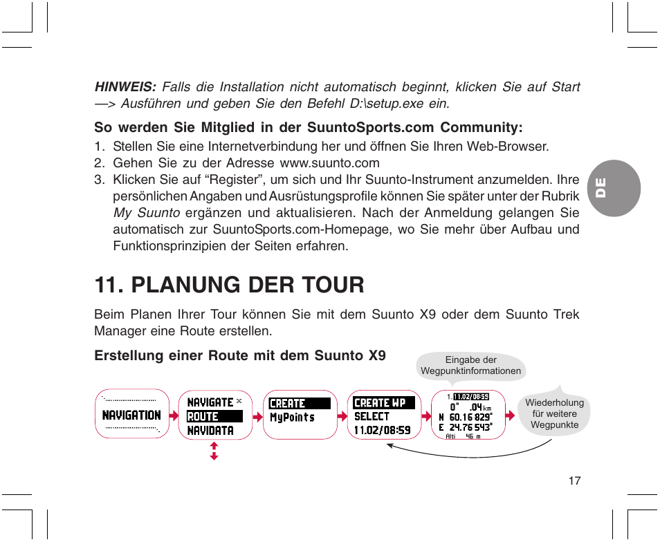 Planung der tour | SUUNTO X9 User Manual | Page 88 / 286