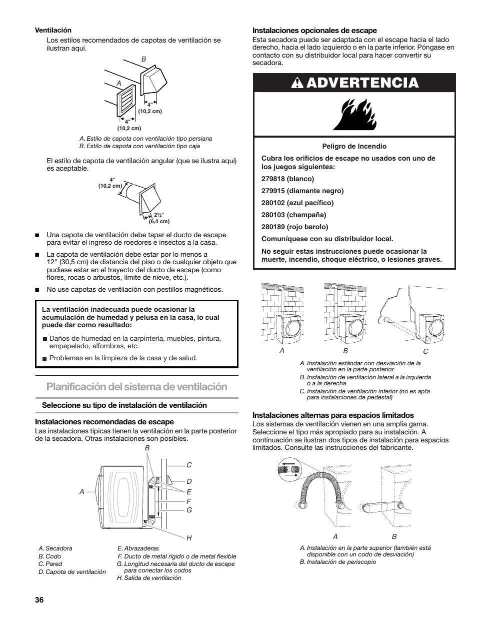 Advertencia, Planificación del sistema de ventilación | SUUNTO 110.9772 User Manual | Page 36 / 56