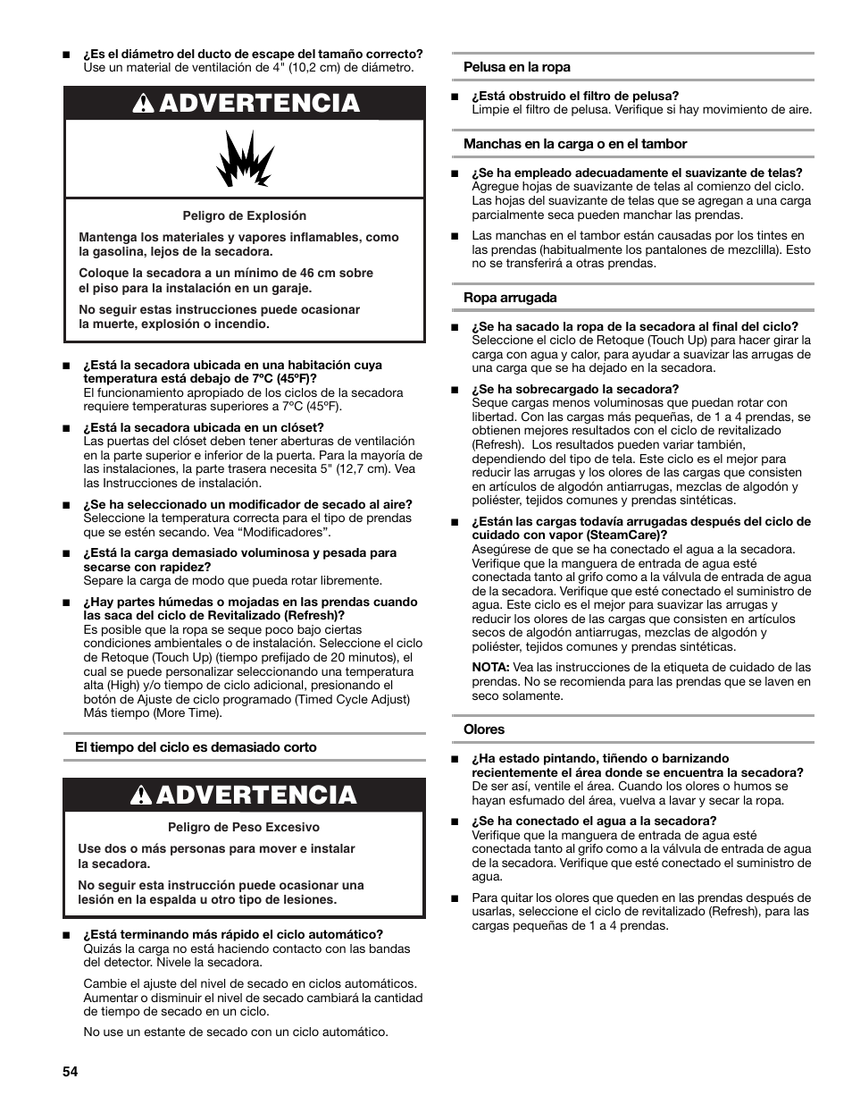 Advertencia | SUUNTO 110.9772 User Manual | Page 54 / 56