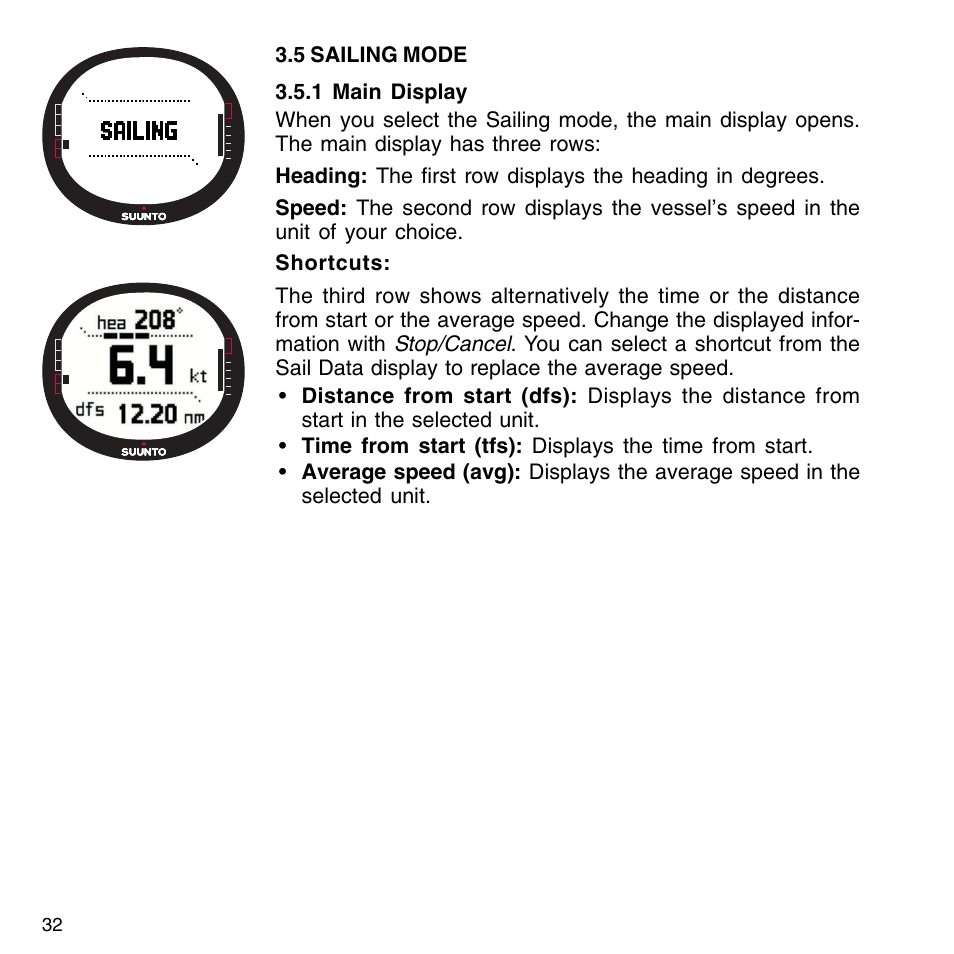 5 sailing mode, 1 main display | SUUNTO M9_en.p65 User Manual | Page 32 / 79