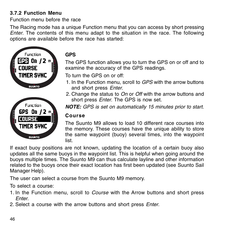 2 function menu | SUUNTO M9_en.p65 User Manual | Page 46 / 79