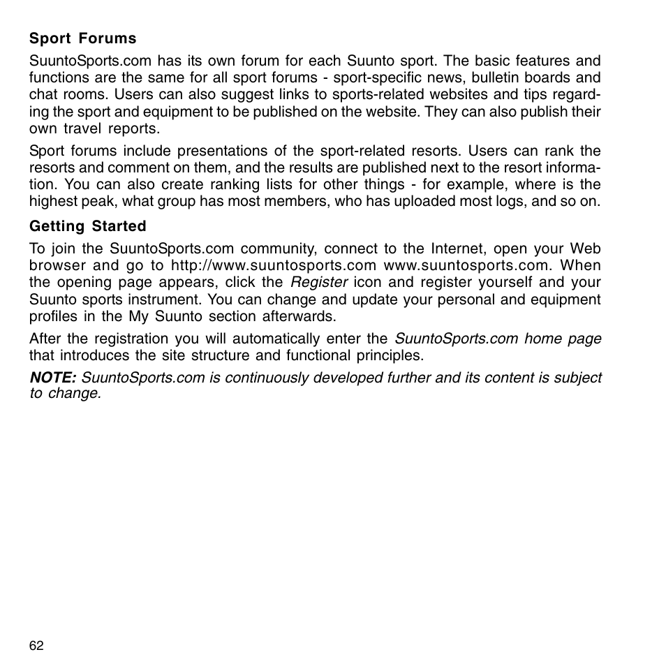 Technical specifications | SUUNTO M9_en.p65 User Manual | Page 62 / 79