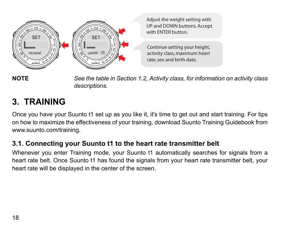 Training | SUUNTO t1 User Manual | Page 20 / 40