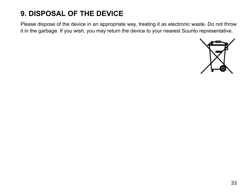 Disposal of the device | SUUNTO t1 User Manual | Page 35 / 40