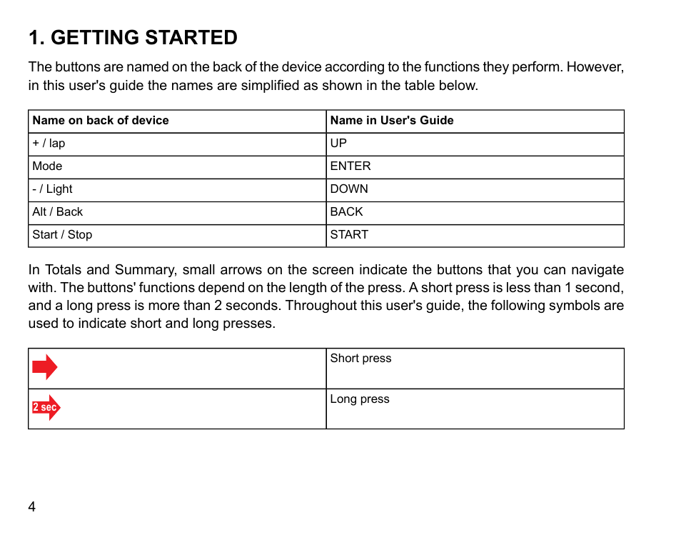 Getting started | SUUNTO t1 User Manual | Page 6 / 40