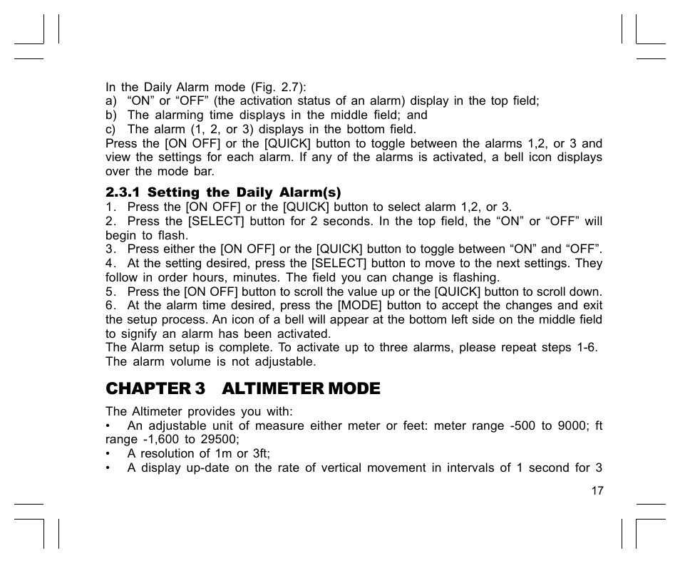 Chapter 3 altimeter mode | SUUNTO EN | FR | DE | ES | IT | NL | FI | SV User Manual | Page 21 / 352