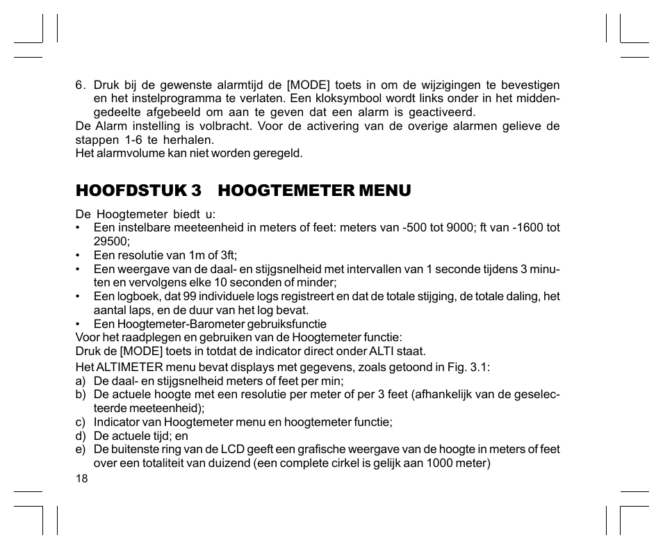 Hoofdstuk 3 hoogtemeter menu | SUUNTO EN | FR | DE | ES | IT | NL | FI | SV User Manual | Page 240 / 352