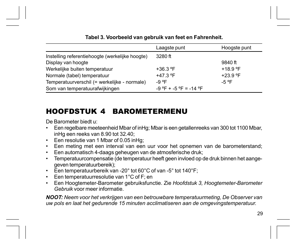 Hoofdstuk 4 barometermenu | SUUNTO EN | FR | DE | ES | IT | NL | FI | SV User Manual | Page 251 / 352