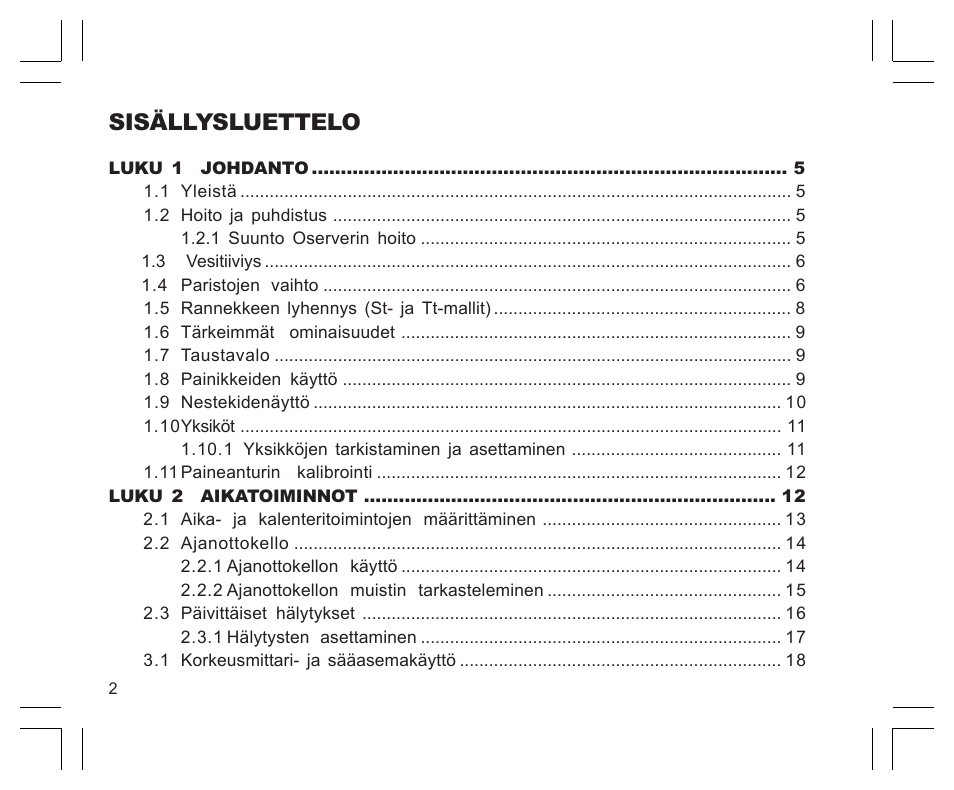 Sisällysluettelo | SUUNTO EN | FR | DE | ES | IT | NL | FI | SV User Manual | Page 266 / 352