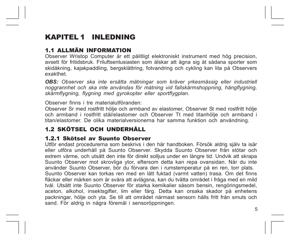 Kapitel 1 inledning | SUUNTO EN | FR | DE | ES | IT | NL | FI | SV User Manual | Page 309 / 352