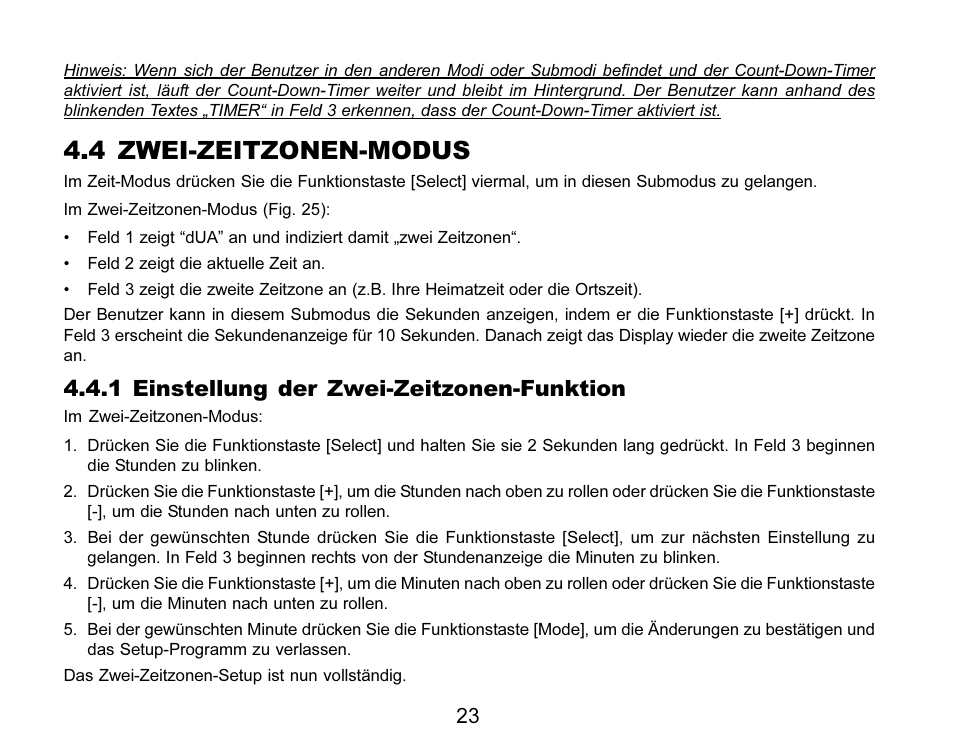 4 zwei-zeitzonen-modus, 1 einstellung der zwei-zeitzonen-funktion | SUUNTO MARINER | REGATTA | YACHTSMAN User Manual | Page 101 / 288