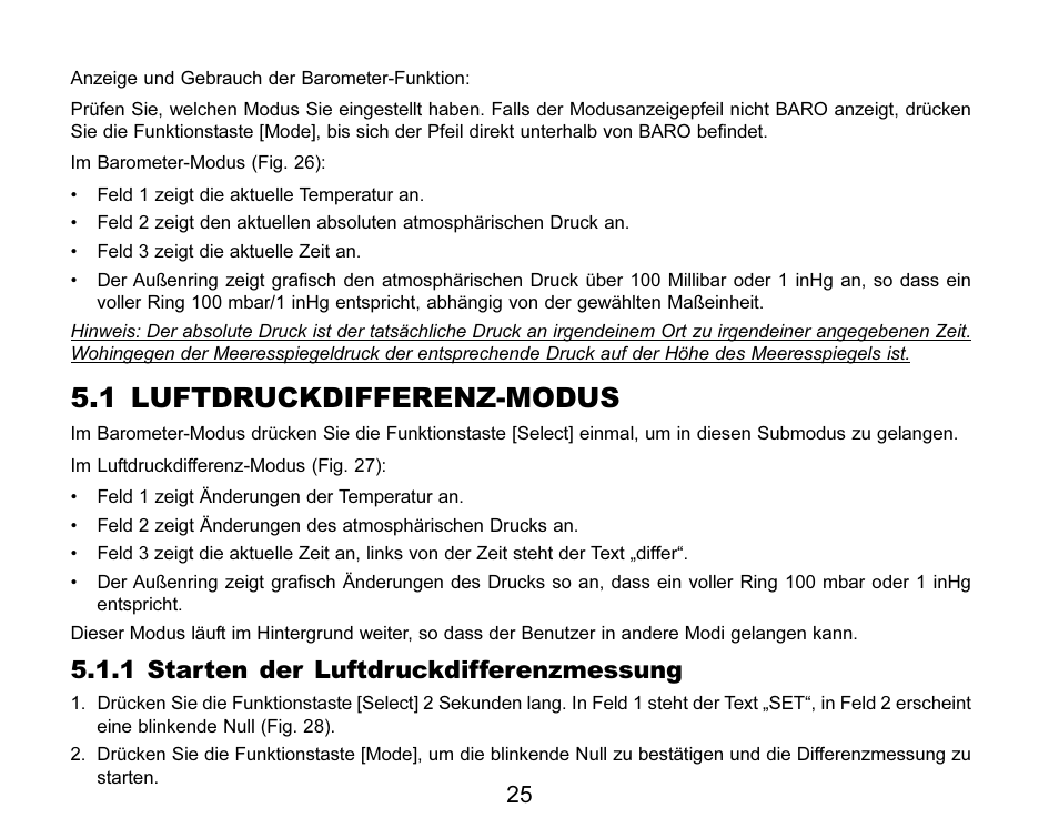 1 luftdruckdifferenz-modus, 1 starten der luftdruckdifferenzmessung | SUUNTO MARINER | REGATTA | YACHTSMAN User Manual | Page 103 / 288