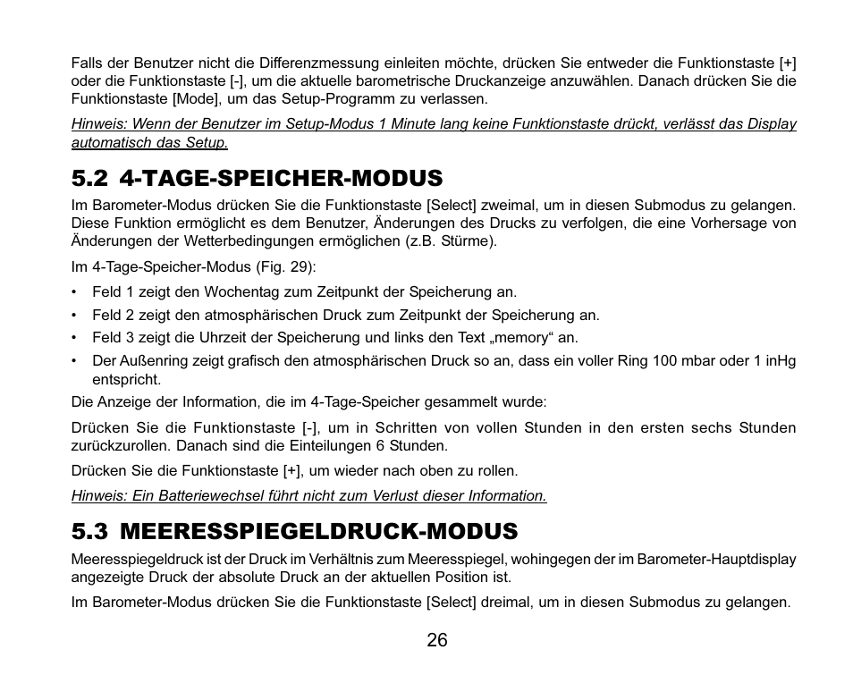 2 4-tage-speicher-modus, 3 meeresspiegeldruck-modus | SUUNTO MARINER | REGATTA | YACHTSMAN User Manual | Page 104 / 288