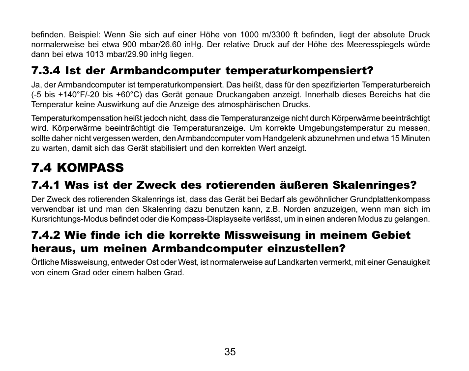 4 kompass, 4 ist der armbandcomputer temperaturkompensiert | SUUNTO MARINER | REGATTA | YACHTSMAN User Manual | Page 113 / 288