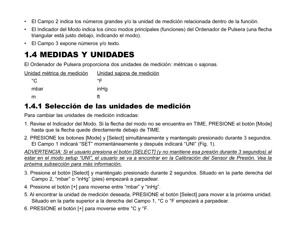 4 medidas y unidades, 1 selección de las unidades de medición | SUUNTO MARINER | REGATTA | YACHTSMAN User Manual | Page 123 / 288