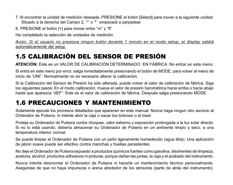 5 calibración del sensor de presión, 6 precauciones y mantenimiento | SUUNTO MARINER | REGATTA | YACHTSMAN User Manual | Page 124 / 288