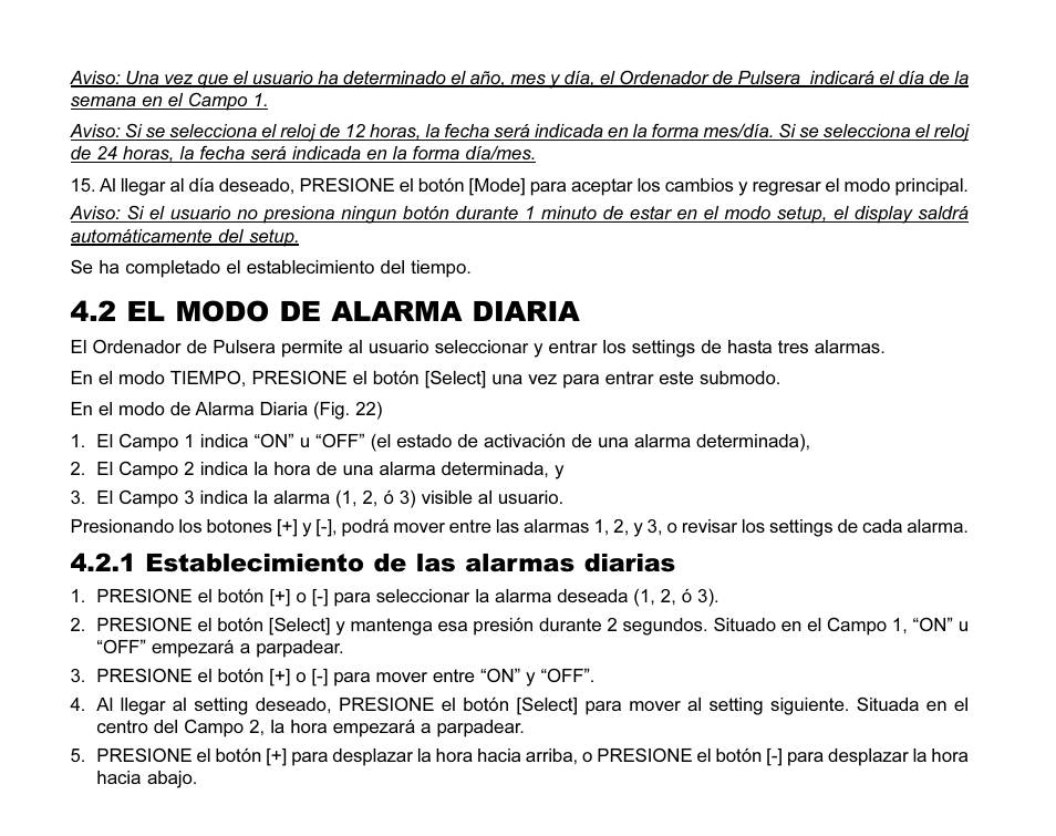 2 el modo de alarma diaria, 1 establecimiento de las alarmas diarias | SUUNTO MARINER | REGATTA | YACHTSMAN User Manual | Page 134 / 288