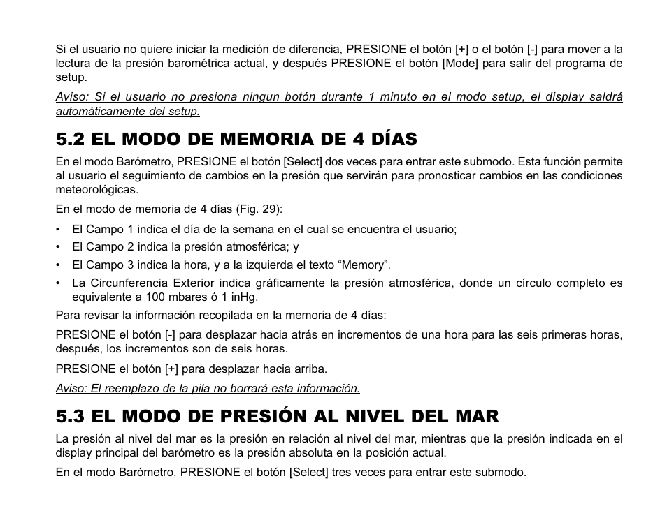 3 el modo de presión al nivel del mar | SUUNTO MARINER | REGATTA | YACHTSMAN User Manual | Page 141 / 288