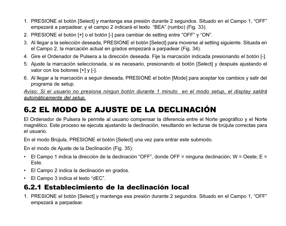 2 el modo de ajuste de la declinación, 1 establecimiento de la declinación local | SUUNTO MARINER | REGATTA | YACHTSMAN User Manual | Page 145 / 288