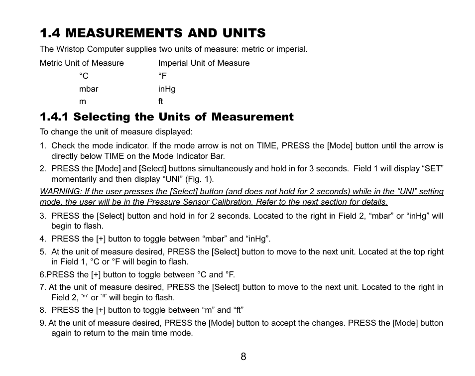 4 measurements and units, 1 selecting the units of measurement | SUUNTO MARINER | REGATTA | YACHTSMAN User Manual | Page 15 / 288