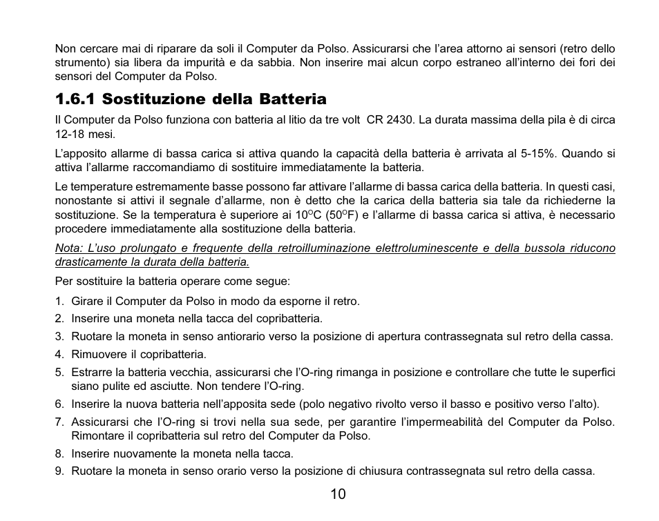 1 sostituzione della batteria | SUUNTO MARINER | REGATTA | YACHTSMAN User Manual | Page 162 / 288