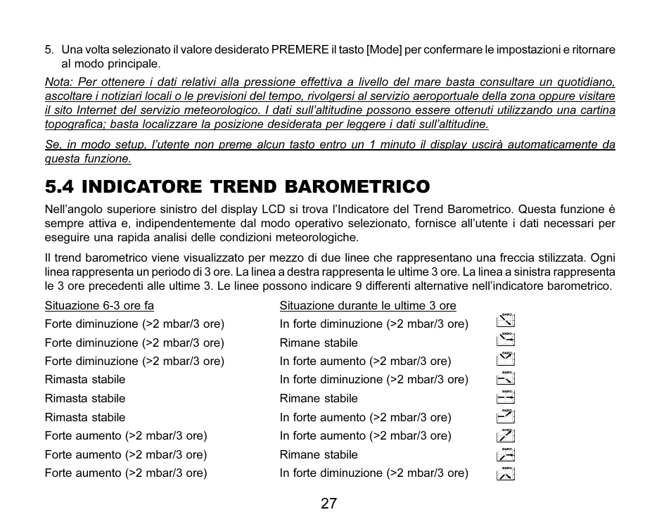 4 indicatore trend barometrico | SUUNTO MARINER | REGATTA | YACHTSMAN User Manual | Page 179 / 288