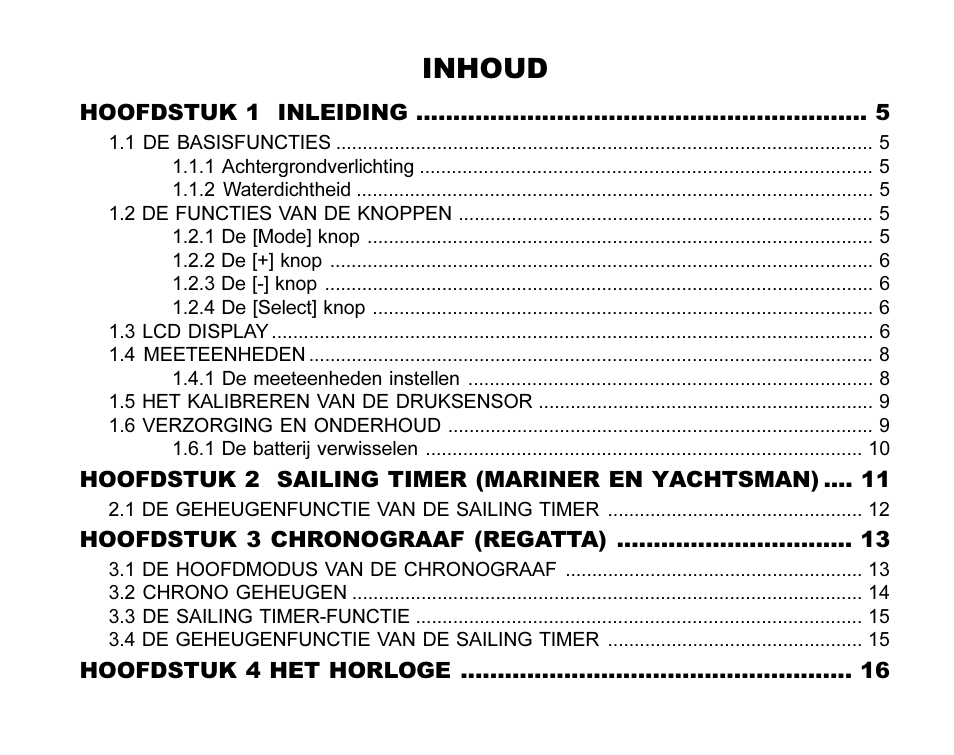 Inhoud | SUUNTO MARINER | REGATTA | YACHTSMAN User Manual | Page 190 / 288