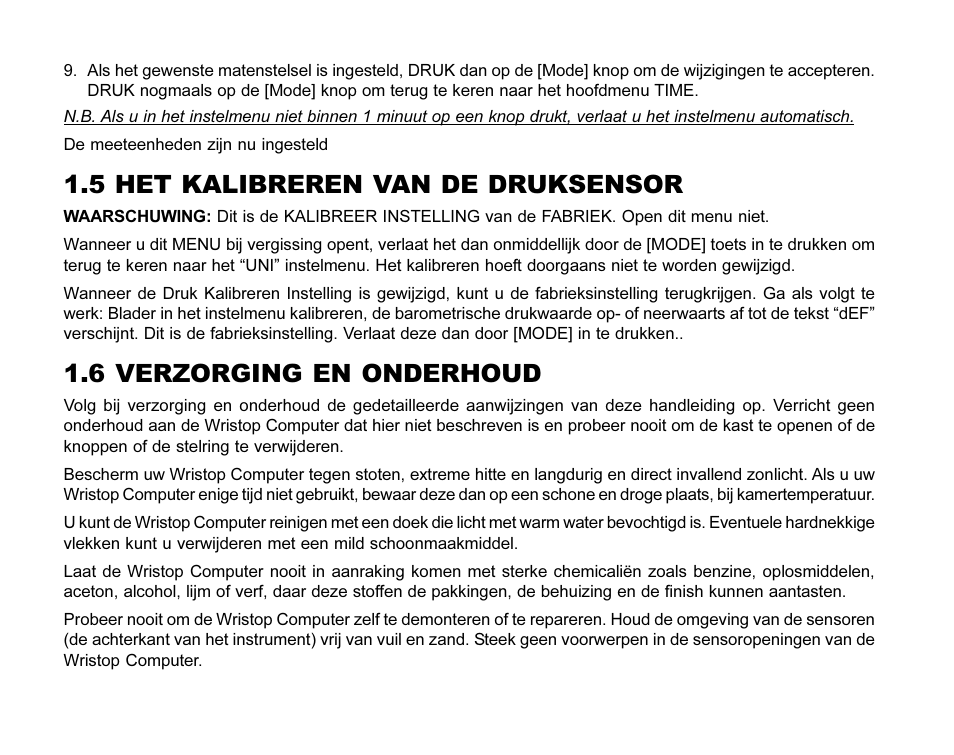 5 het kalibreren van de druksensor, 6 verzorging en onderhoud | SUUNTO MARINER | REGATTA | YACHTSMAN User Manual | Page 197 / 288