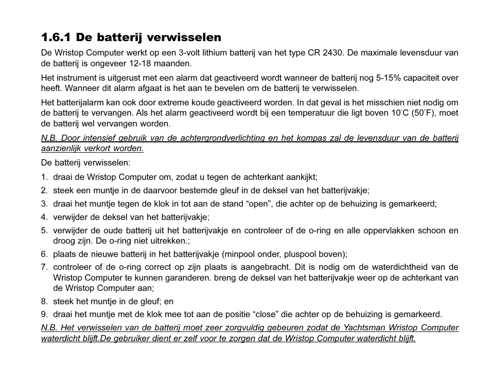 1 de batterij verwisselen | SUUNTO MARINER | REGATTA | YACHTSMAN User Manual | Page 198 / 288