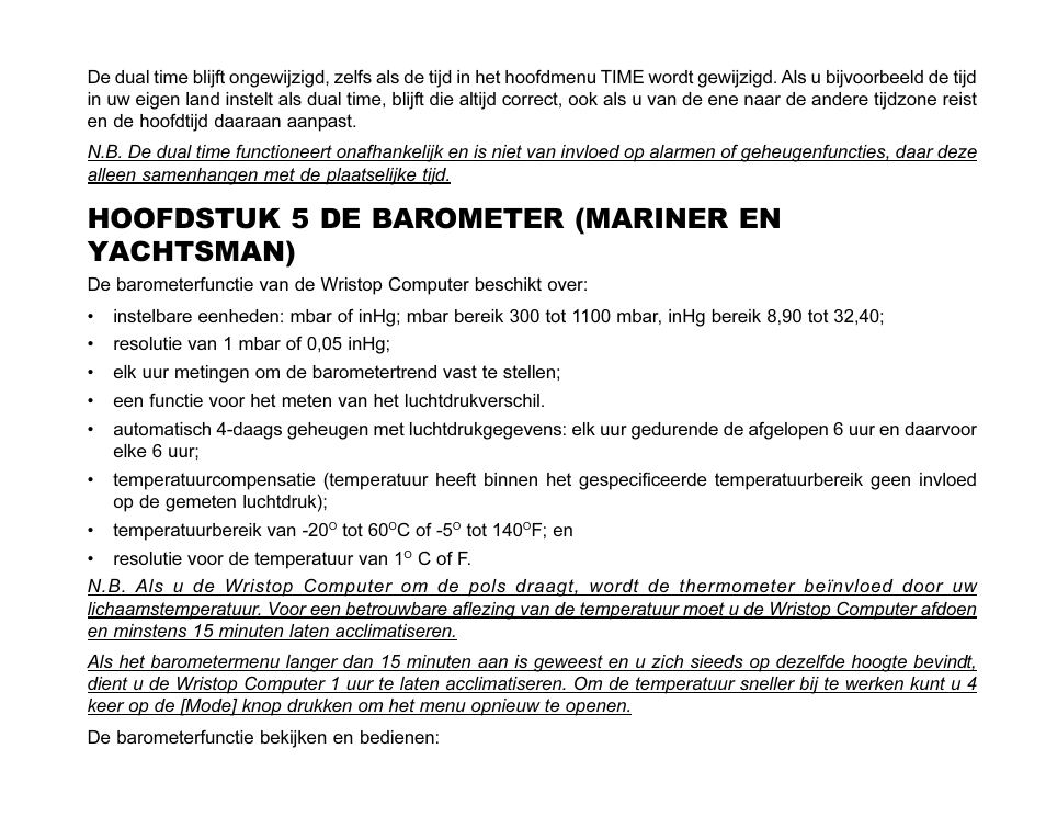 Hoofdstuk 5 de barometer (mariner en yachtsman) | SUUNTO MARINER | REGATTA | YACHTSMAN User Manual | Page 210 / 288