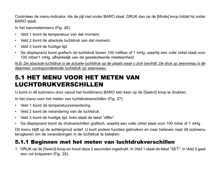 1 het menu voor het meten van luchtdrukverschillen, 1 beginnen met het meten van luchtdrukverschillen | SUUNTO MARINER | REGATTA | YACHTSMAN User Manual | Page 211 / 288