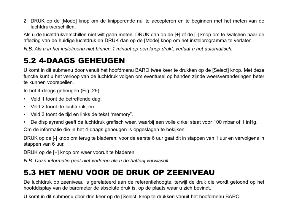 2 4-daags geheugen, 3 het menu voor de druk op zeeniveau | SUUNTO MARINER | REGATTA | YACHTSMAN User Manual | Page 212 / 288