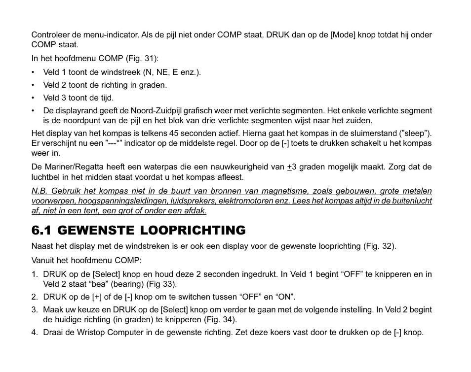 1 gewenste looprichting | SUUNTO MARINER | REGATTA | YACHTSMAN User Manual | Page 215 / 288