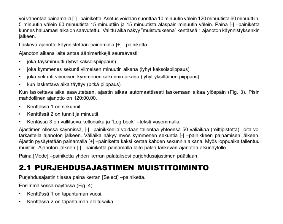 1 purjehdusajastimen muistitoiminto | SUUNTO MARINER | REGATTA | YACHTSMAN User Manual | Page 233 / 288