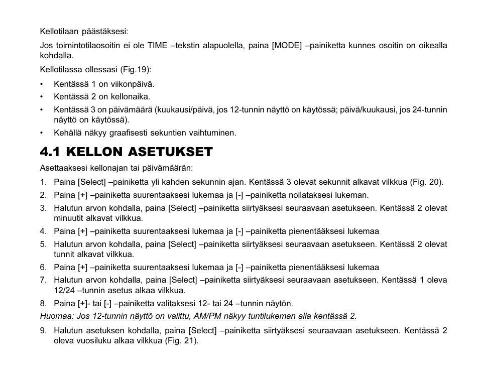 1 kellon asetukset | SUUNTO MARINER | REGATTA | YACHTSMAN User Manual | Page 238 / 288