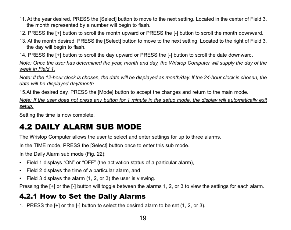 2 daily alarm sub mode, 1 how to set the daily alarms | SUUNTO MARINER | REGATTA | YACHTSMAN User Manual | Page 26 / 288