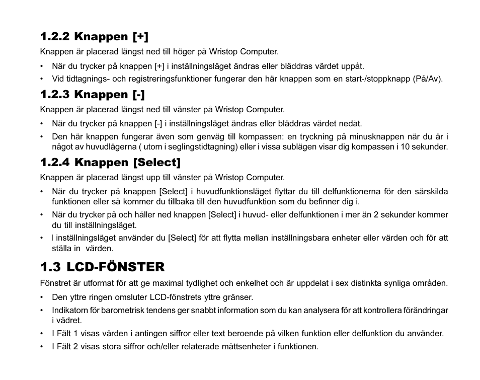 3 lcd-fönster, 2 knappen, 3 knappen | 4 knappen [select | SUUNTO MARINER | REGATTA | YACHTSMAN User Manual | Page 260 / 288